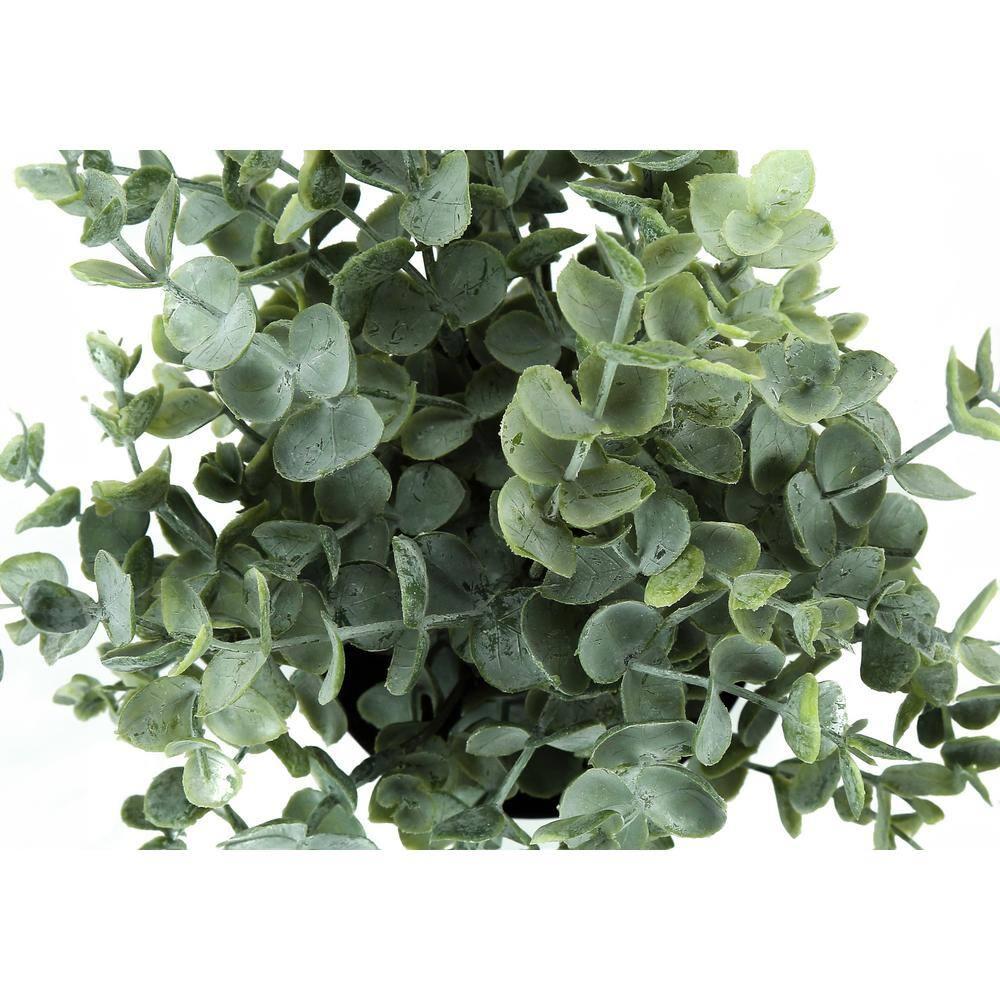 11 in. Decorative Green Leaves Artificial Plant, Black Pots - Set of 2