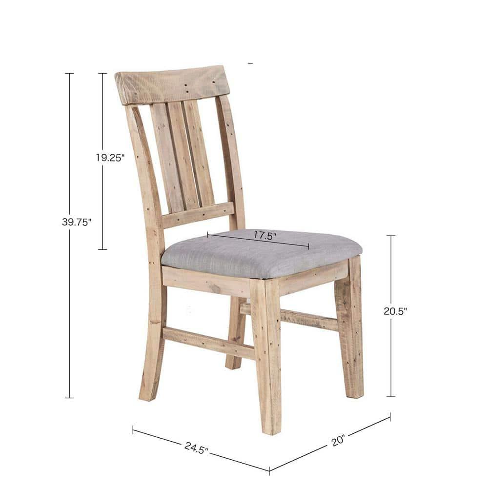 Ink+Ivy Set of 2 Sonoma Dining Side Chair Natural/Gray: Upholstered, Wood Frame, Foam Cushion