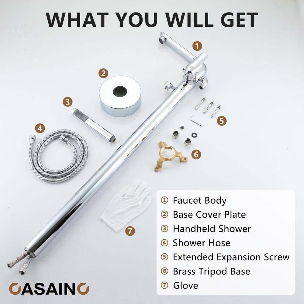 Chrome Freestanding Bathtub Faucet with Hand Shower