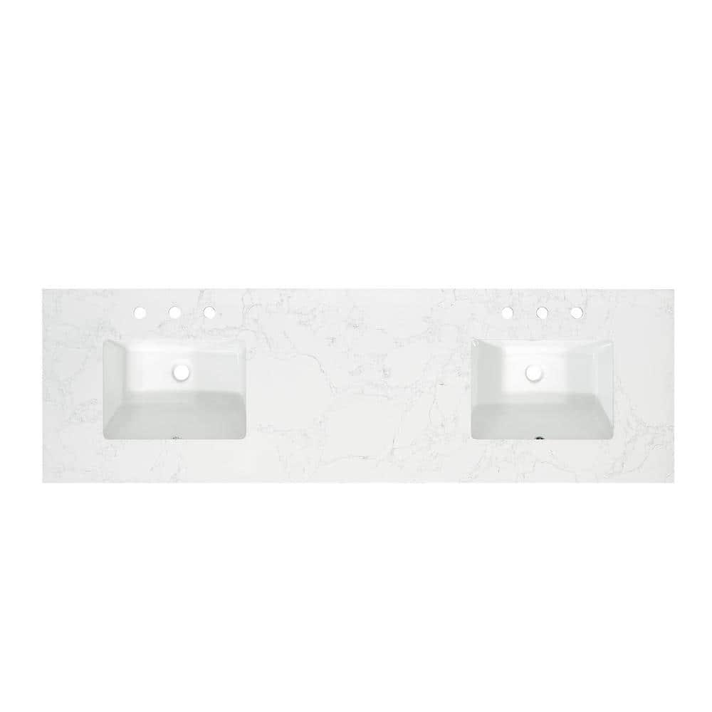 Ceres 73" Engineered Stone Double Bathroom Vanity Top with Sink