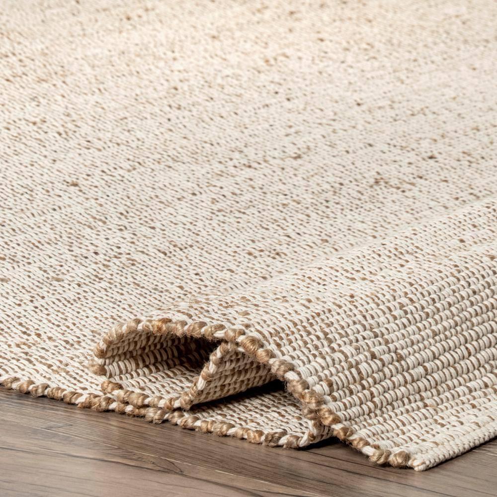Nuloom 2x3 Elfriede Jute & Cotton Hand Woven Indoor Area Rug, Natural, Solid Rustic Farmhouse Style Natural Fiber Bedroom, Living Room,