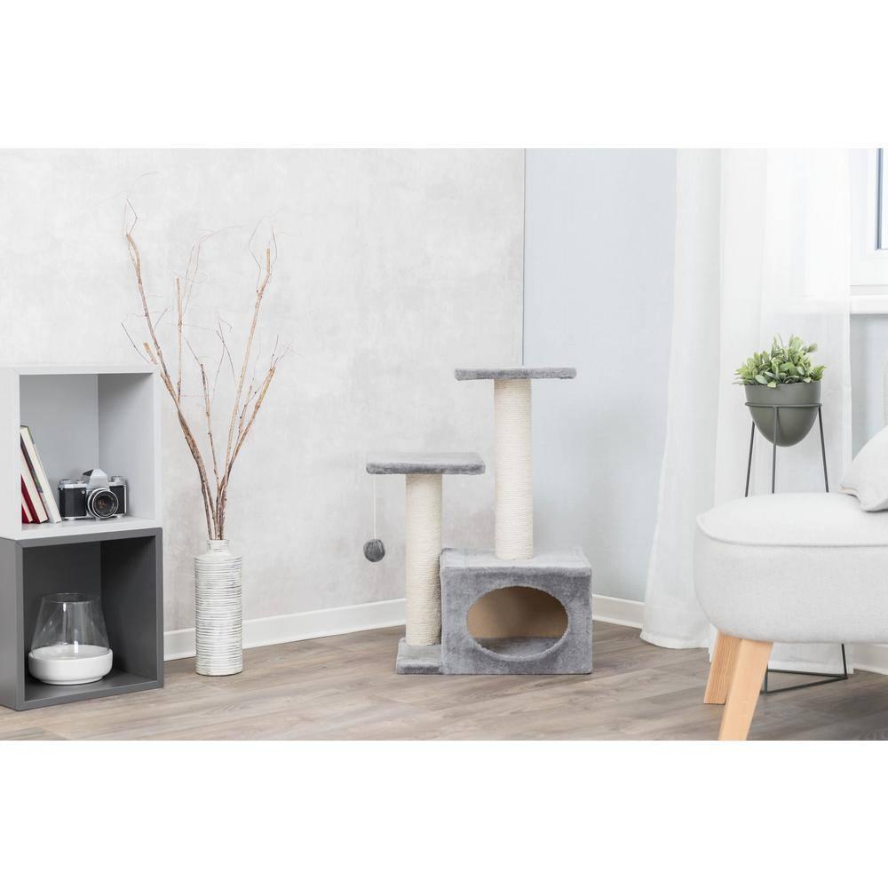 TRIXIE TRIXIE Valencia 28" Cat Tree, 3-Level Cat Tower, Sisal Scratching Posts, Plush Condo and Platforms, Dangling Cat Toy