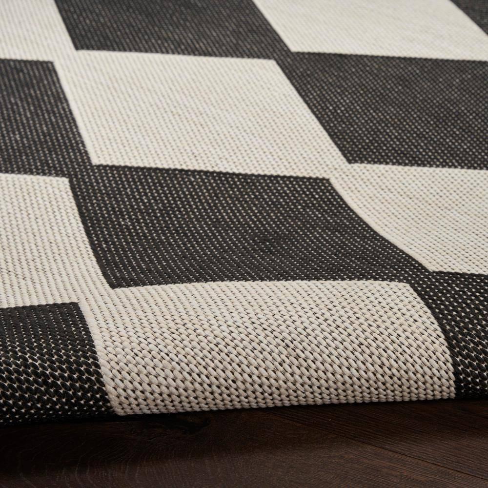 Nourison Positano Retro Diamond Flatweave Indoor Outdoor Low Pile Area Rug Black 8' x 10'