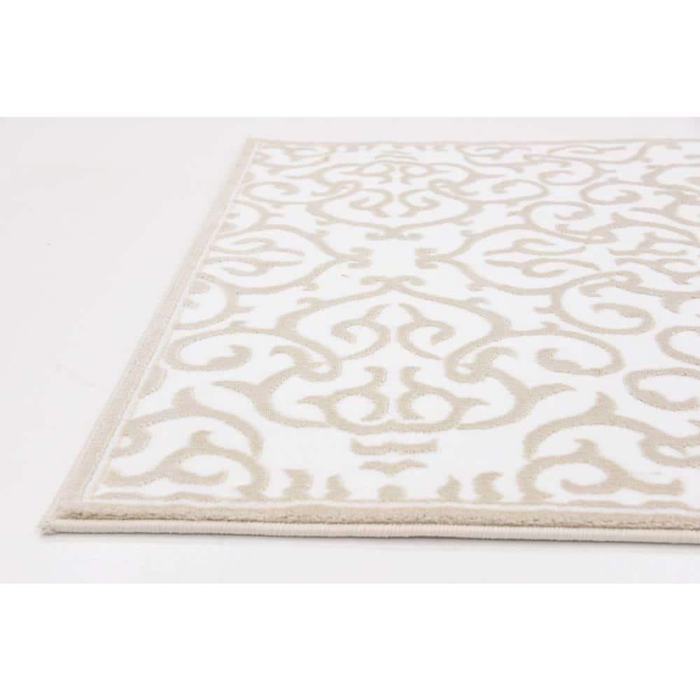 Unique Loom Rushmore Collection Area Rug - Johnson (3' x 9' 10" Runner Snow White/Beige)