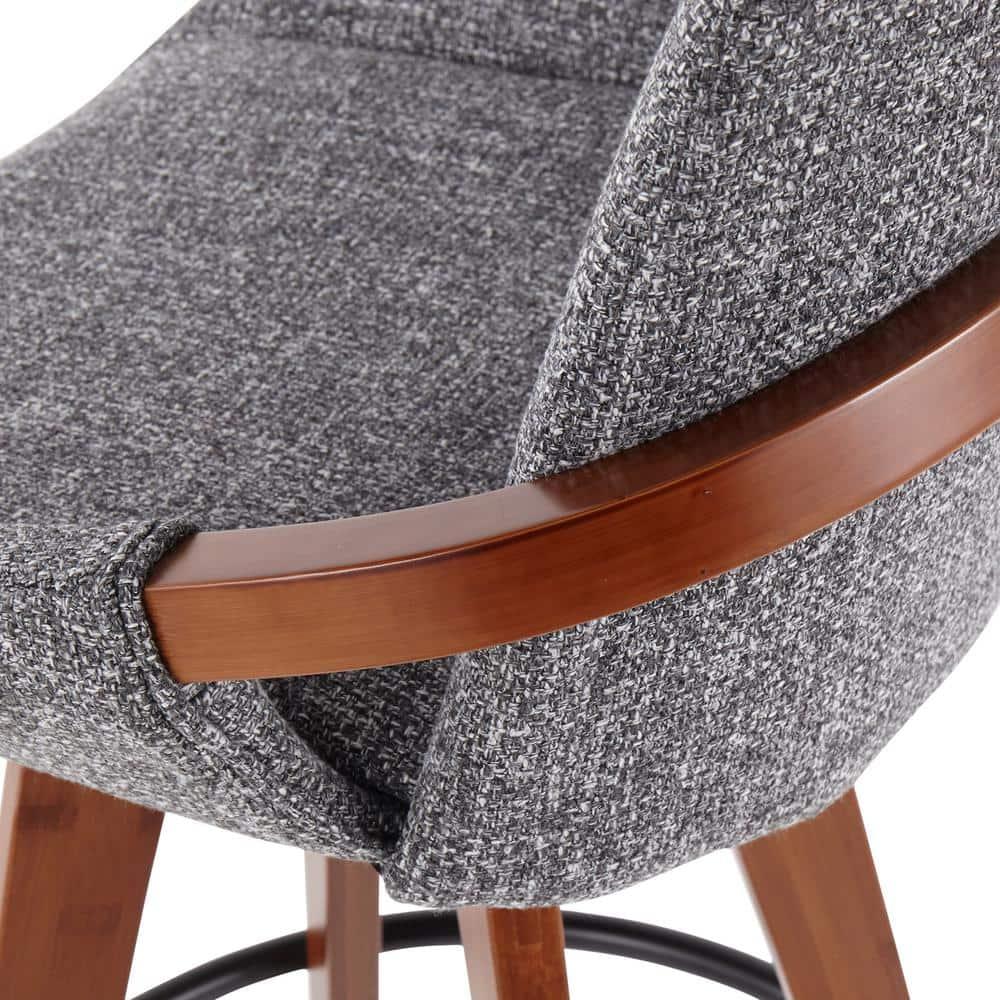 Cosmo Mid-Century Modern Counter Height Barstool Walnut/Gray: Swivel, Padded, Wood Legs - LumiSource