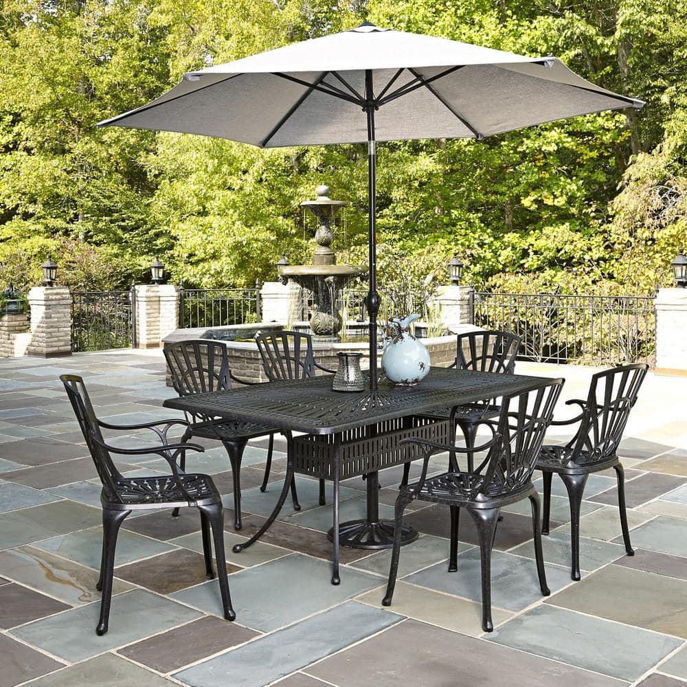 Homestyles Grenada Aluminum Outdoor Chair Pair in Charcoal