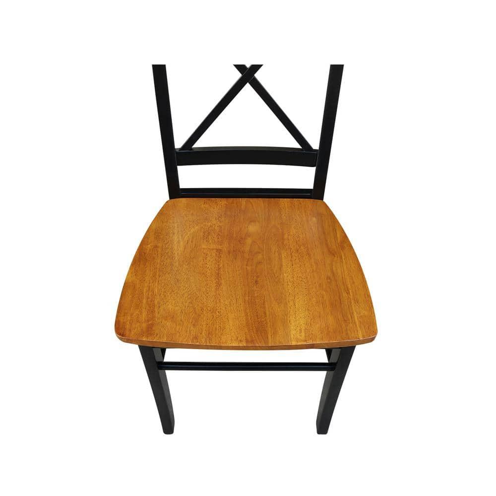 International Concepts Set of 2 X Back Chairs with Solid Wood Seats Black/Cherry Red: Hardwood Frame, Mid-Century Style