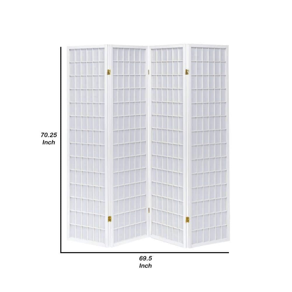 Contemporary White Pine Four Panel Folding Screen