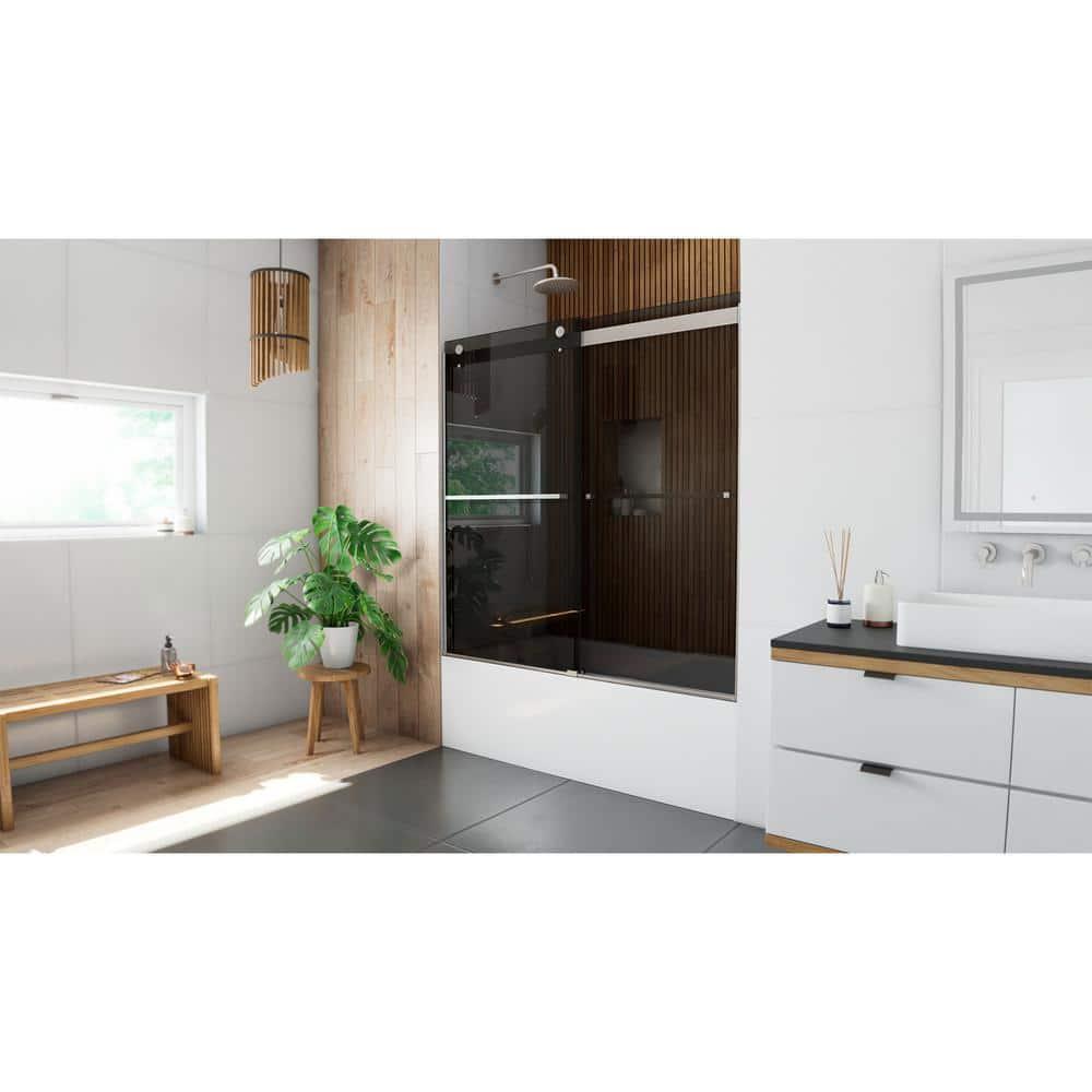56" - 60" W 60" H Reversible Semi-Frameless Tub Door with ClearMax Technology