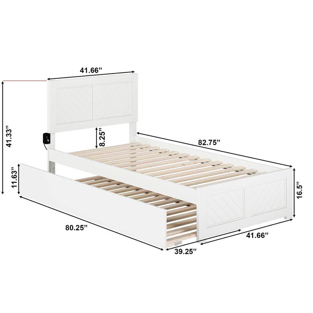 AFI Canyon White Solid Wood Platform Bed with Matching Footboard & Twin XL Trundle, Twin XL