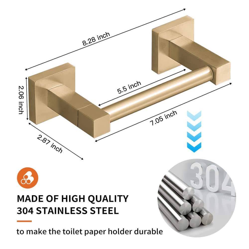BWE Wall Mounted Toilet Paper Holder Double Post Pivoting Square Tissue Holders Roll Hangers Stand