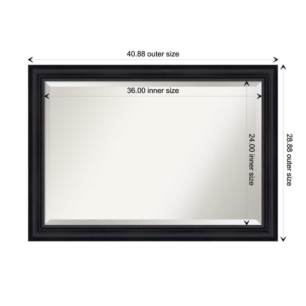 41"x29" Astor Framed Bathroom Vanity Wall Mirror Black - Amanti Art: Modern Rectangular, Satin Finish
