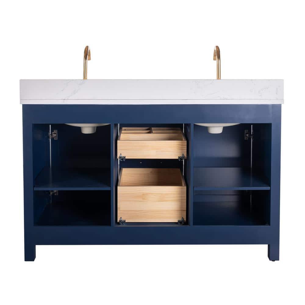 Atencio 54'' Free-standing Double Bathroom Vanity with Engineered Stone Vanity Top