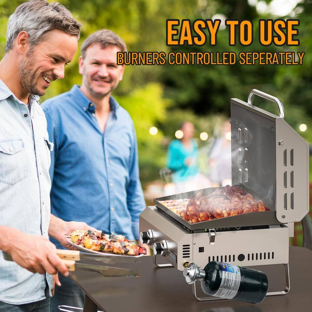 Onlyfire 2-Burner Stainless Steel Propane Gas Griddle with Lid