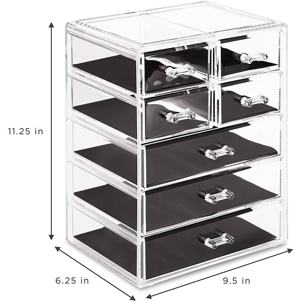 Sorbus Sorbus 7 Drawers Acrylic Makeup and Jewelry Cosmetics Organizer with Mesh Padding in Black