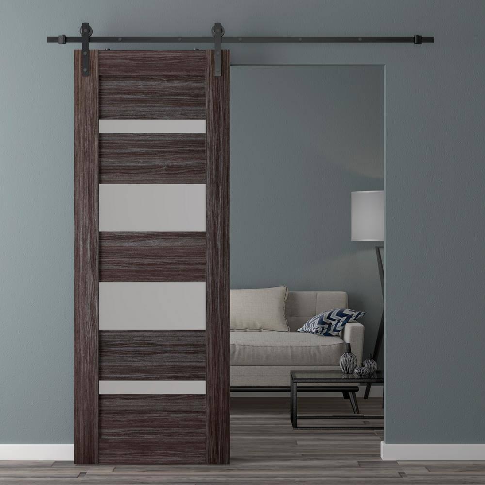 Belldinni Mirella 95.24'' Solid + Manufactured Wood Paneled with Installation Hardware Kit Barn Door
