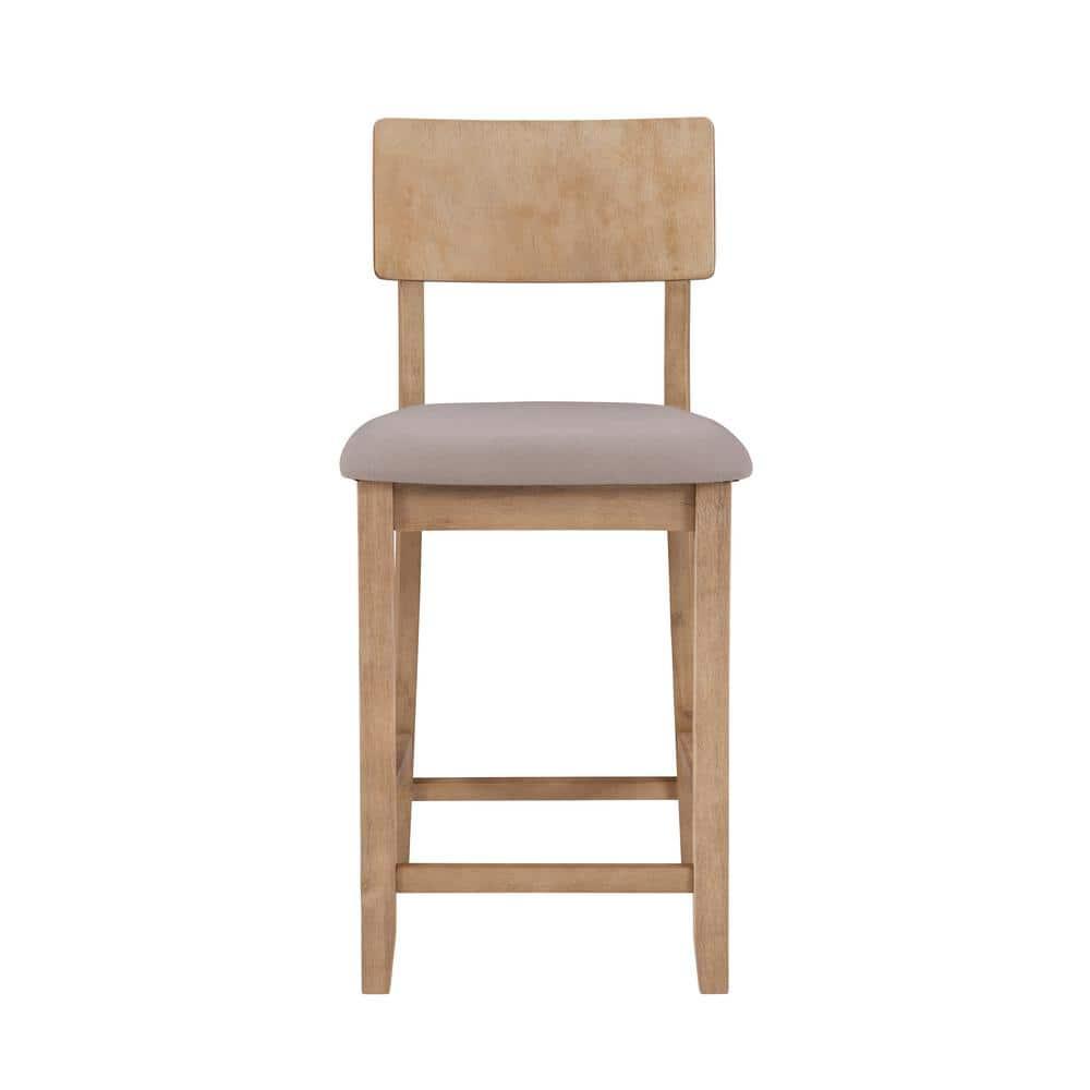 24" Jordan Padded Seat Upholstery Counter Height Barstool Light Gray - Linon: Scandinavian Style, Wood Legs, Polyester