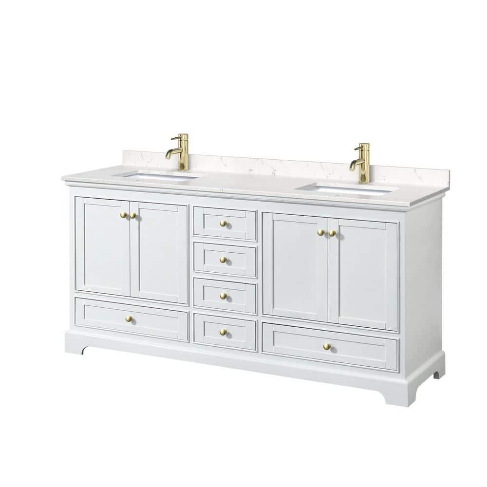 Wyndham Collection Deborah 72'' Double Bathroom Vanity with Marble Top