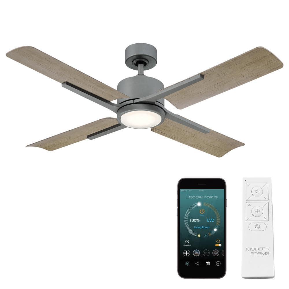 Cervantes Indoor and Outdoor 4-Blade Smart Ceiling Fan 56in Graphite Weathered Gray with 3000K LED Light Kit and Remote Control