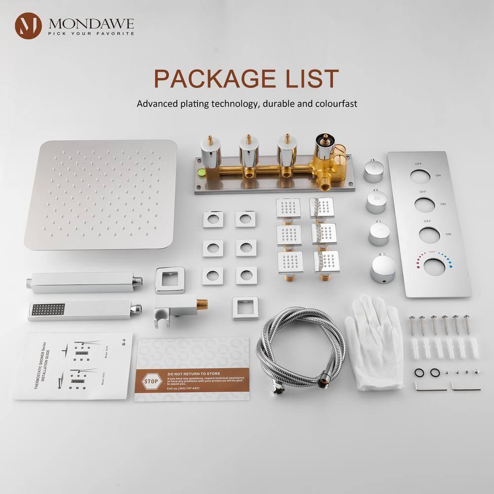 Herathena 3 Functions Ceiling Mounted Luxury Shower System with 6 Body Jets (Rough-in Valve Included)
