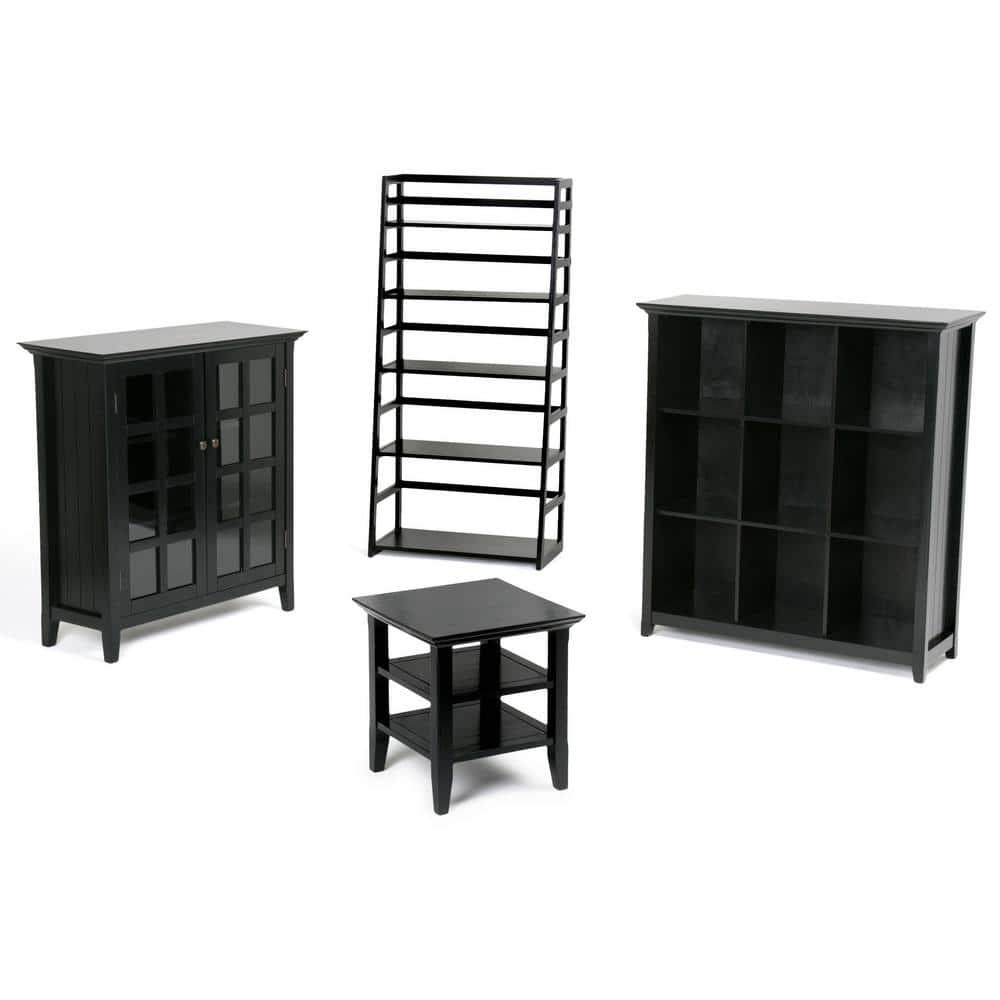 Simpli Home Acadian Wood Transitional 9 Cube Bookcase and Unit in Black