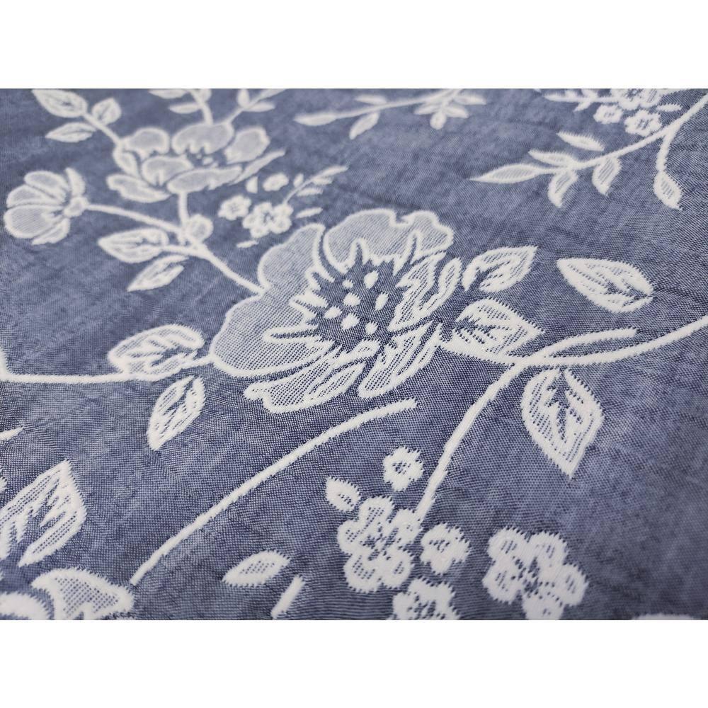 Design Studio CEDAR COURT Marguerite Floral Navy Soft Woven Matelasse Jacquard Cotton Blend Quilt Set