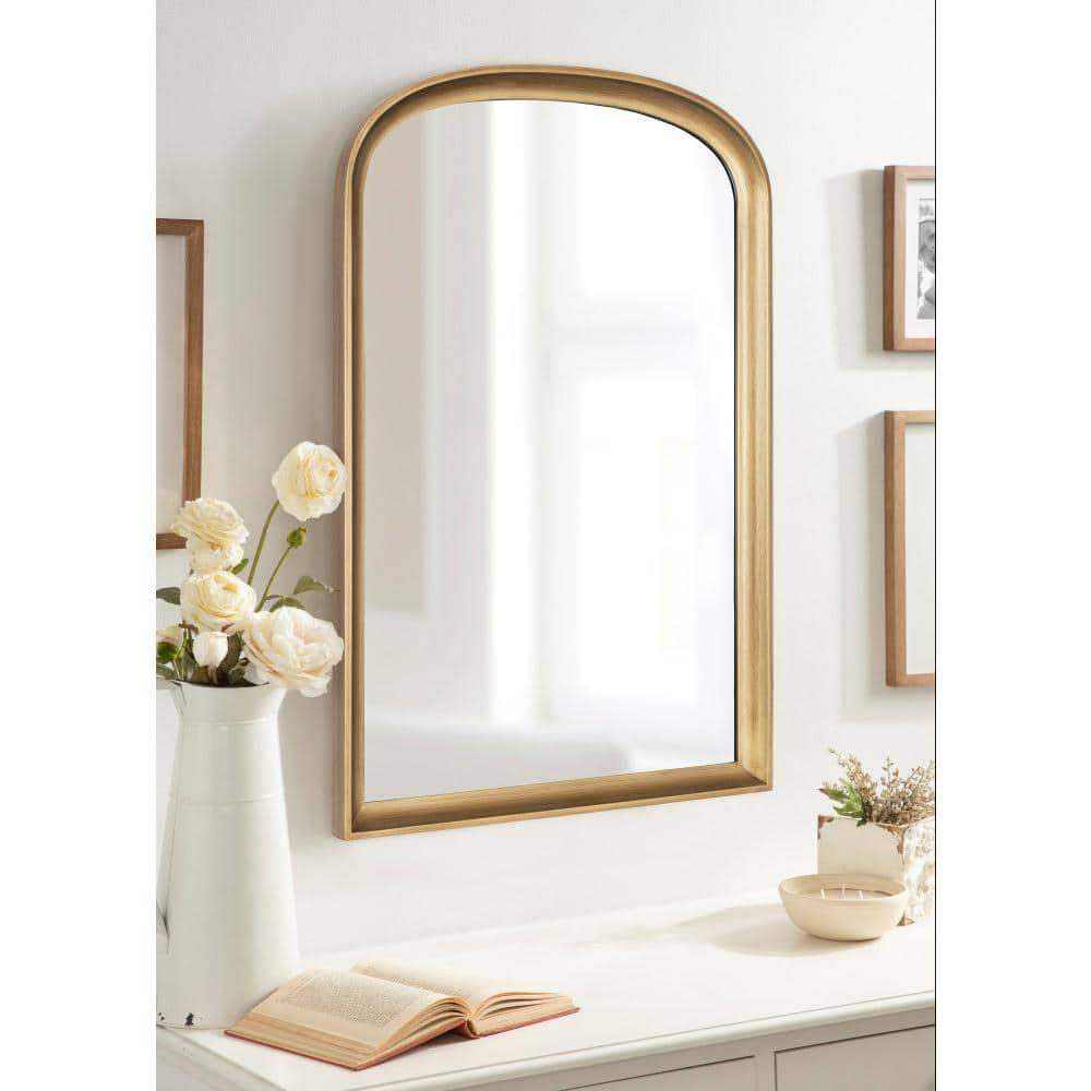 24"x36" Hatherleigh Basket Arch Wall Mirror Gold - Kate & Laurel All Things Decor: Durable Wooden Frame, No Assembly Required