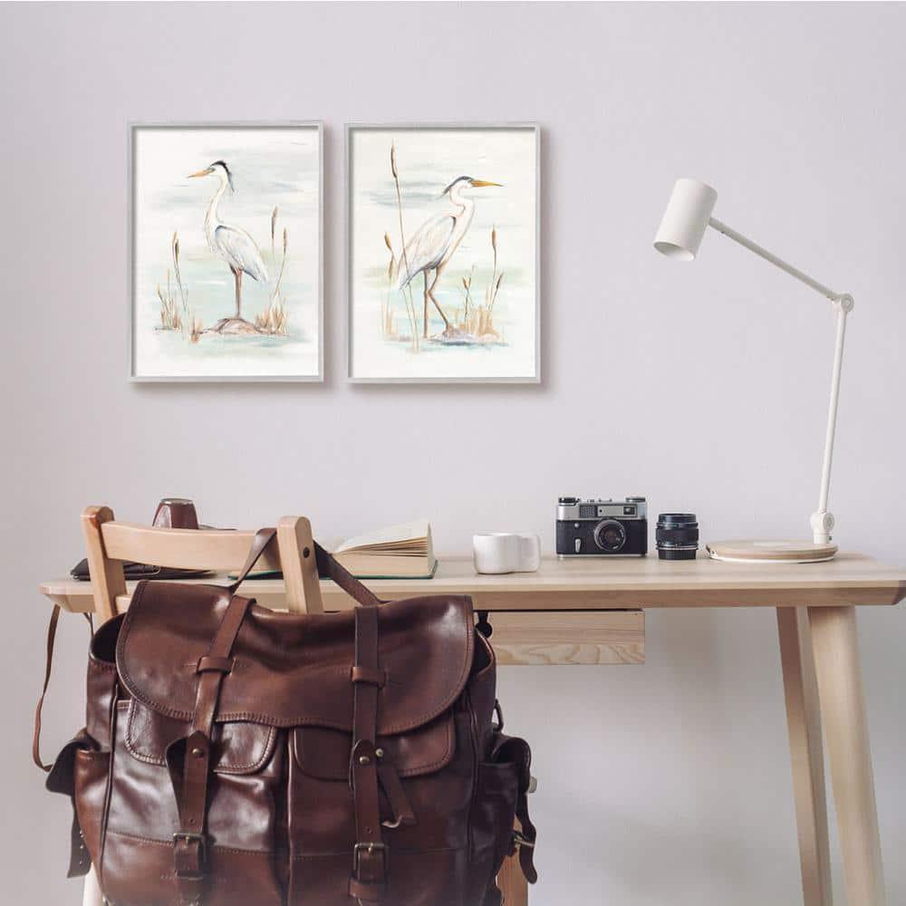 Stupell Industries " Elegant Heron Birds Cattails Plants In Water " by Patricia Pinto 2 - Pieces