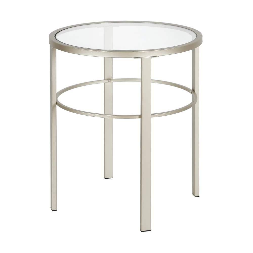 Evelyn&Zoe Gaia 20" Wide Round Side Table, Satin Nickel