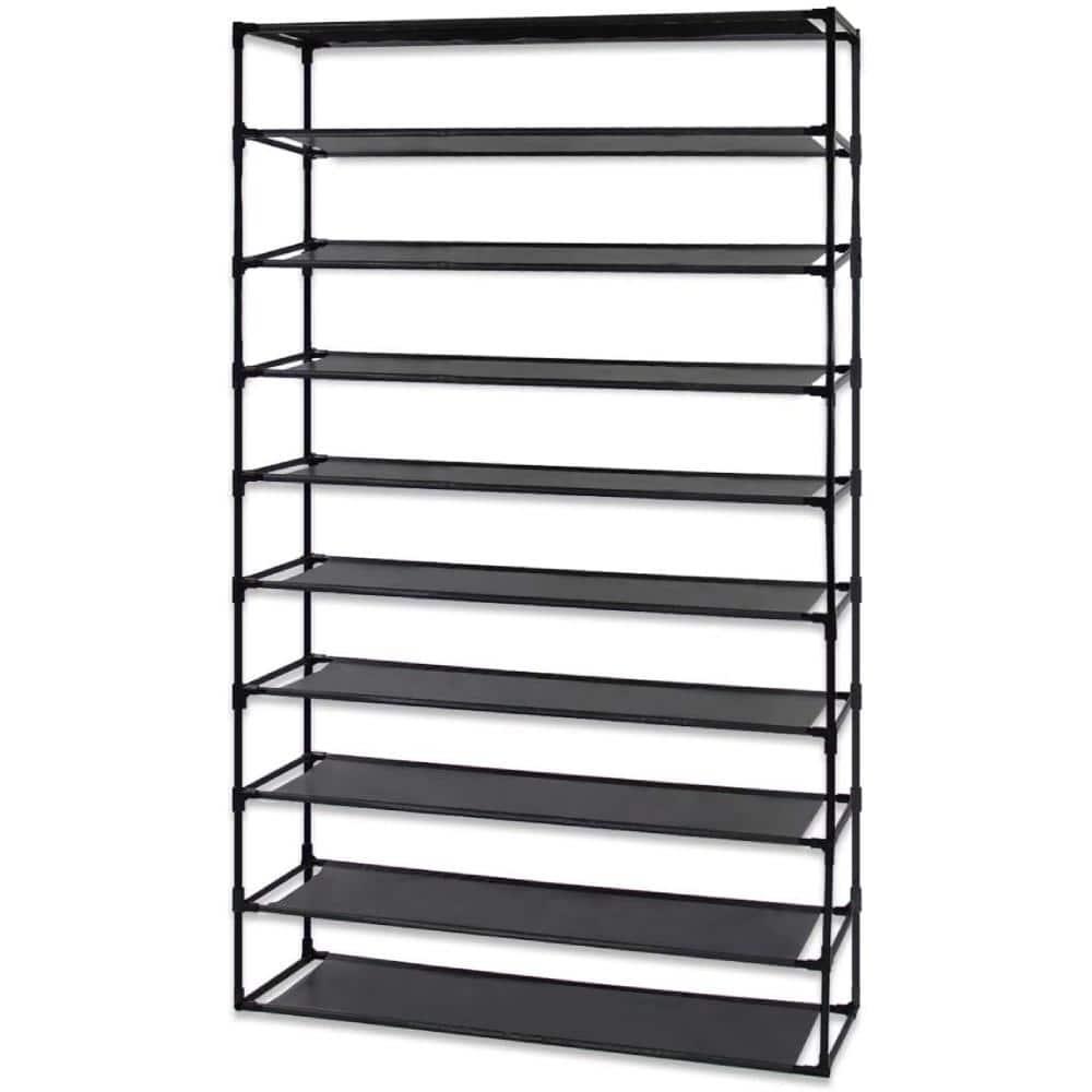 UBesGoo 10 Tiers Shoe Rack Shoe Shelf Free Standing 50 Pairs Shoe Tower Stand Space Saving Storage Organizer for Closet Entryway Bedroom Dorm Black