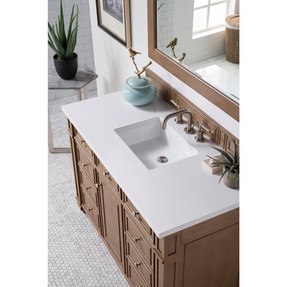 James Martin Vanities 48" Single Vanity, Whitewashed Walnut w/ 3 CM White Zeus Quartz Top