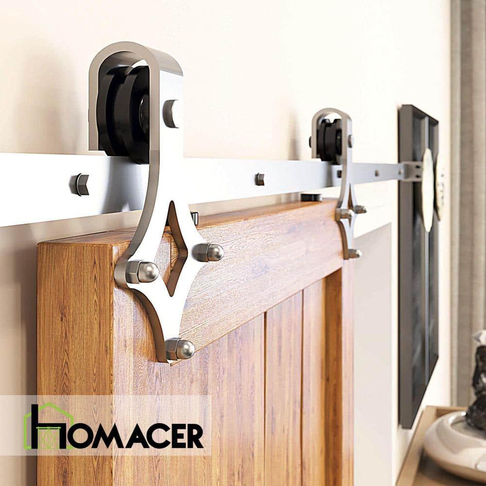 Homacer Brushed Nickel Diamond Design Non-Bypass Single Track One Door Hardware Kit( Door Not Included)