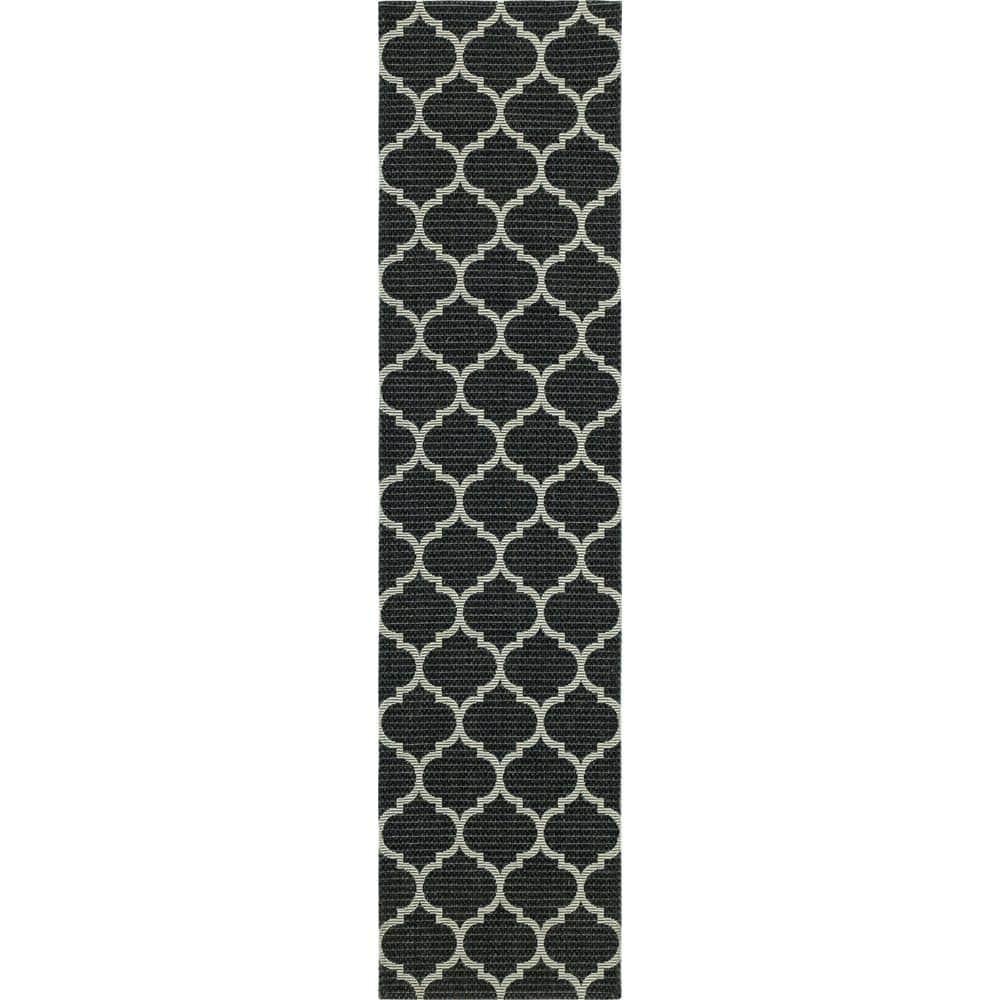 Unique Loom Decatur Collection Area Rug - Trellis (2' x 8' Runner Black/Ivory)