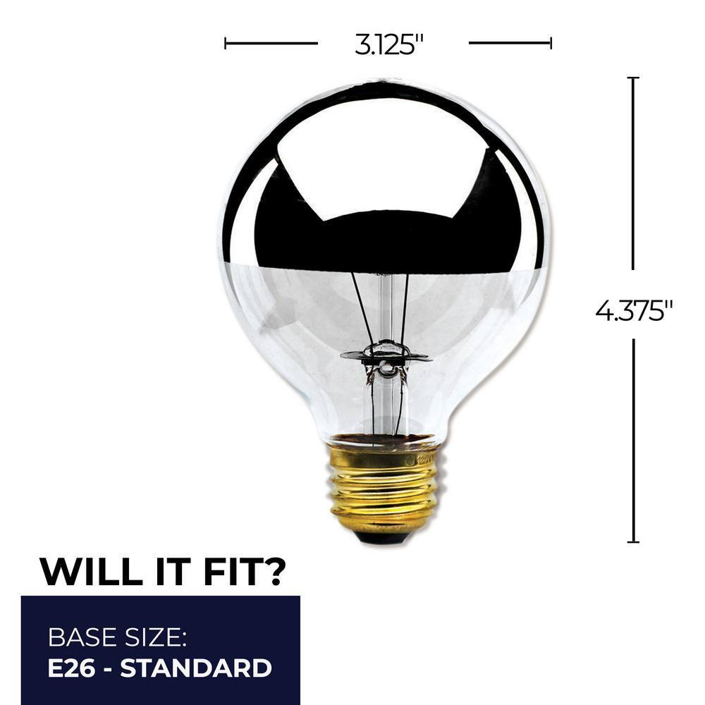 Bulbrite  Pack of (6) Dimmable Half Chrome Medium (E26) Incandescent Bulb G25 40 Watt