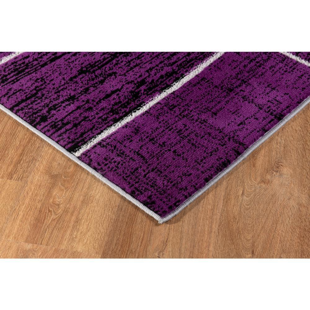 Alfombra Rectangular Geométrica Púrpura Verena de 5' x 7' para Entrada, Sala de Estar, Comedor, etc.