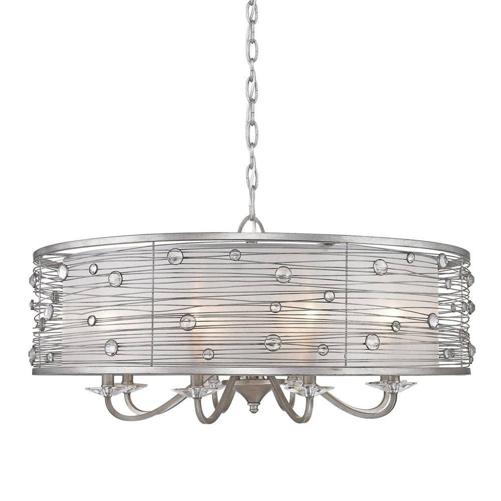 Golden Lighting Joia 8-Light Chandelier in Peruvian Silver with Sterling Mist
