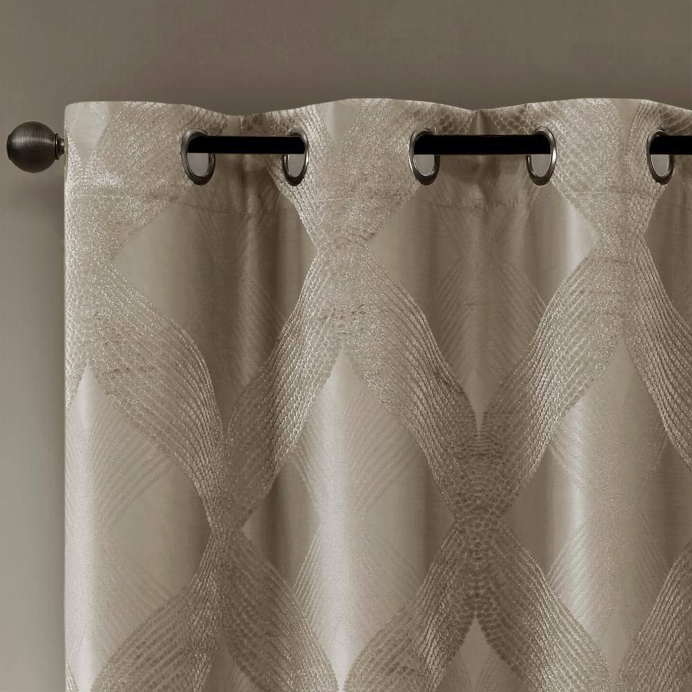 Madison Park Bentley Ogee Knitted Jacquard Geometric Total Blackout Single Curtain Panel