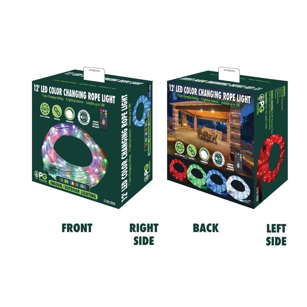 Pinegreen Lighting CL-TRL12RGB 12 ft. Plug-in LED RGB Color Changing Rope Light with Remote Control