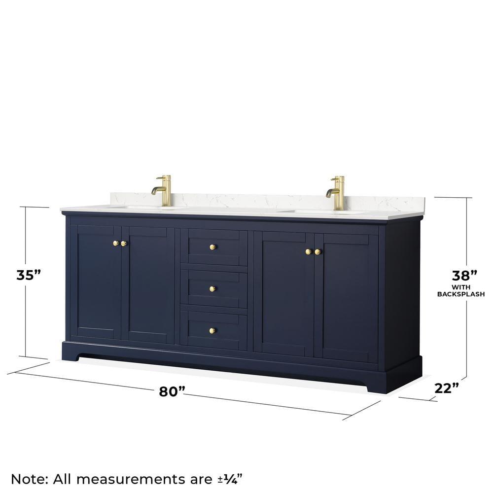 Wyndham Collection Avery 80'' Double Bathroom Vanity with Marble Top with Mirror
