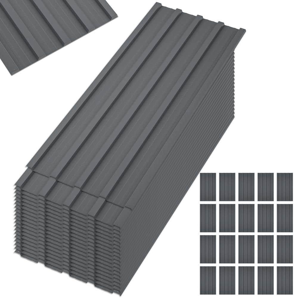 Metal Roof Panels 20 Pcs Roofing Panels Galvanized Steel with Screw Resistant,Versatile and Durable Suitable for Garages,Sheds, Stables and Mobile Homes Gray 99 sq.ft