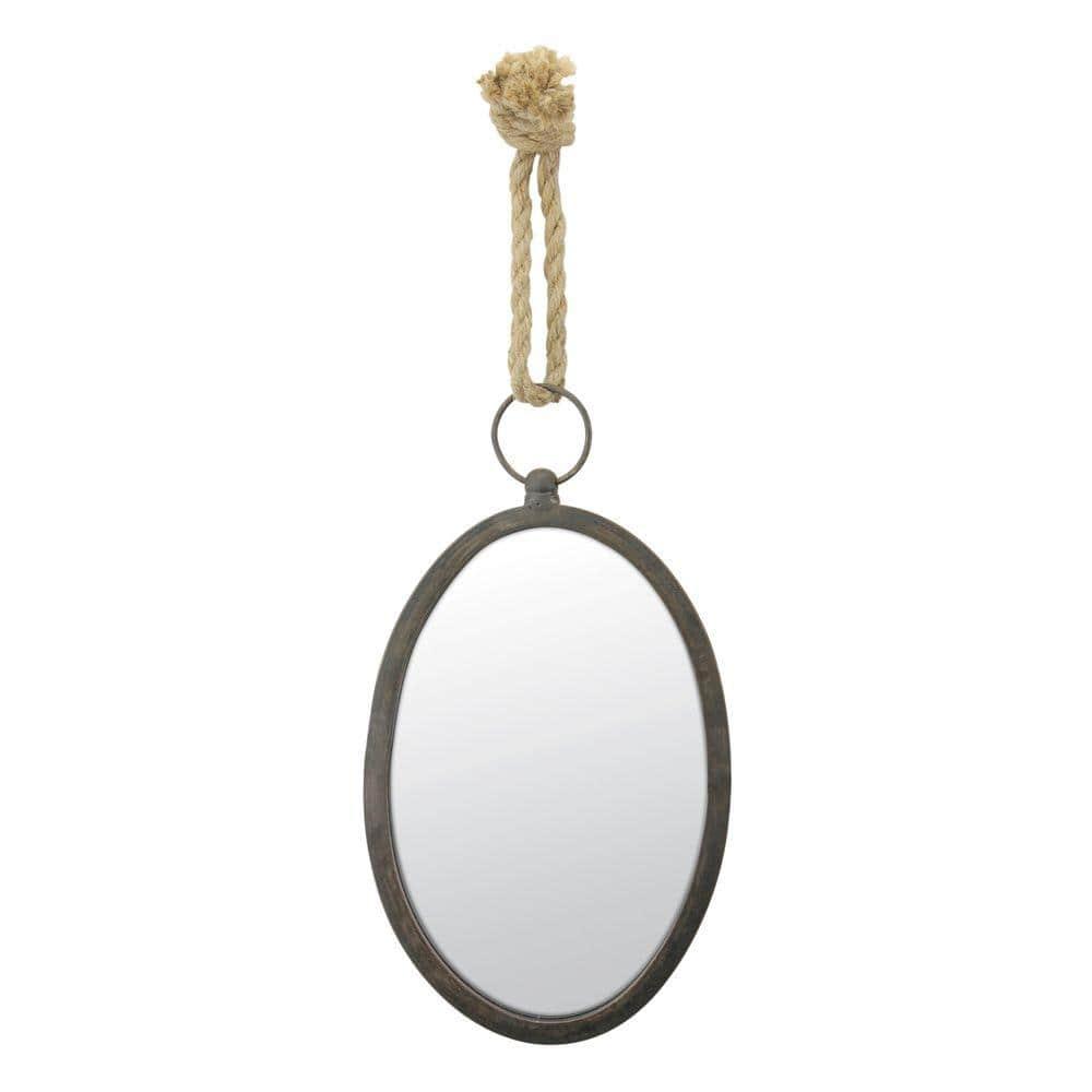 Large Oval Metal Wall Mirror with Rope Hanging Loop - Stonebriar Collection: Farmhouse Style, No Assembly Required