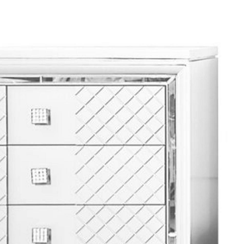 Benjara Seri Tall Dresser Chest With 5 Drawers, Diamond Pattern, Solid Wood