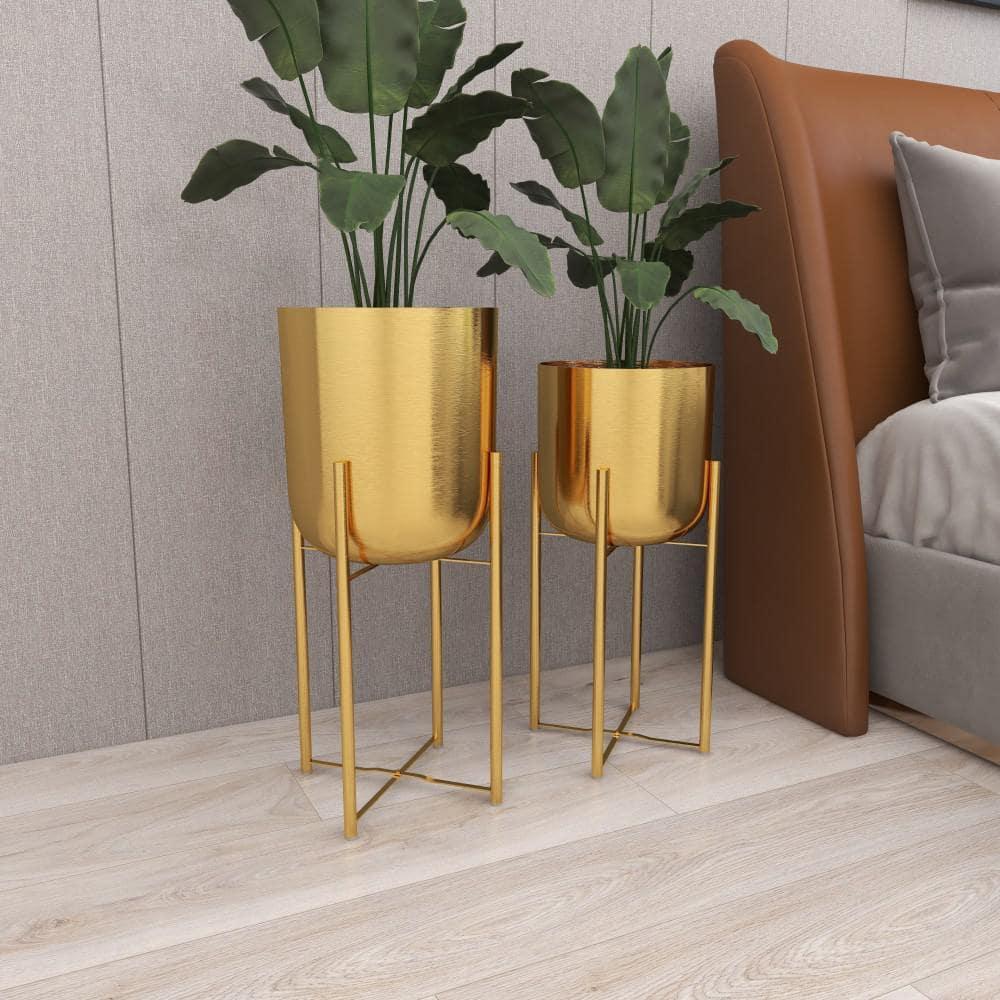 CosmoLiving by Cosmopolitan 2 - Piece Metal Dome Indoor Outdoor Planter with Removable Stand Set