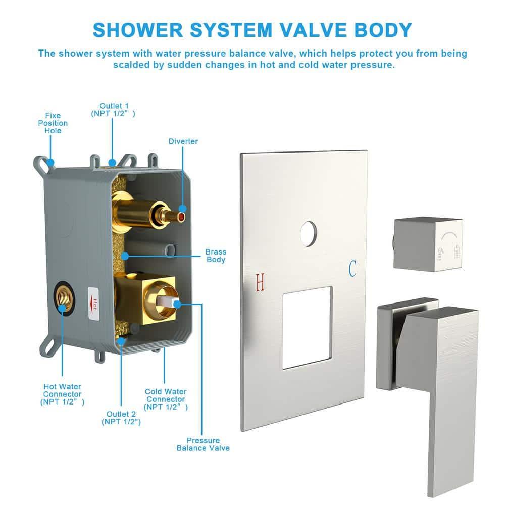 Lordear 10 Inches Luxury Wall Mounted Rainfall Shower Head System