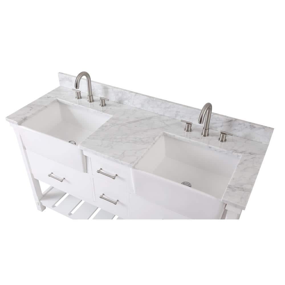 60-Inches Kendia Double Farmhouse Sink Bathroom Vanity