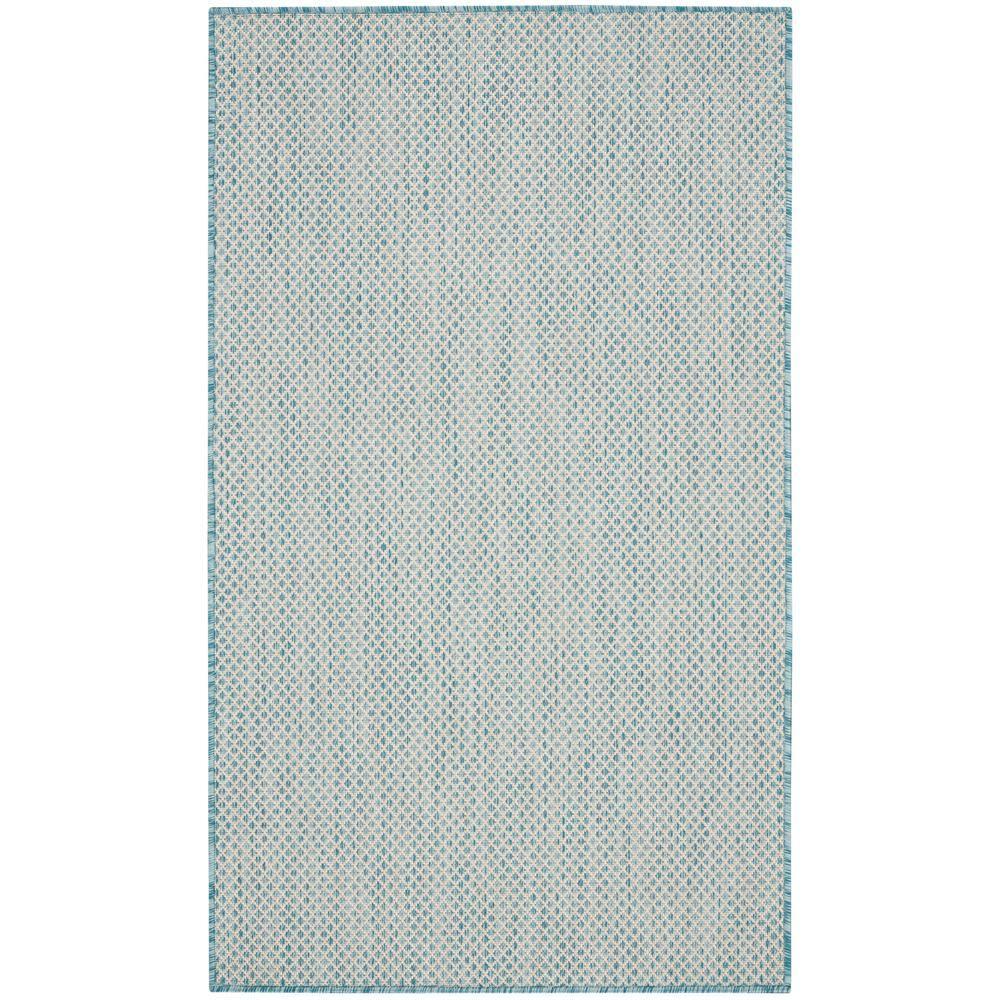 Nourison Courtyard COU01 Indoor/outdoor Area Rug - Ivory Aqua 3' x 5'