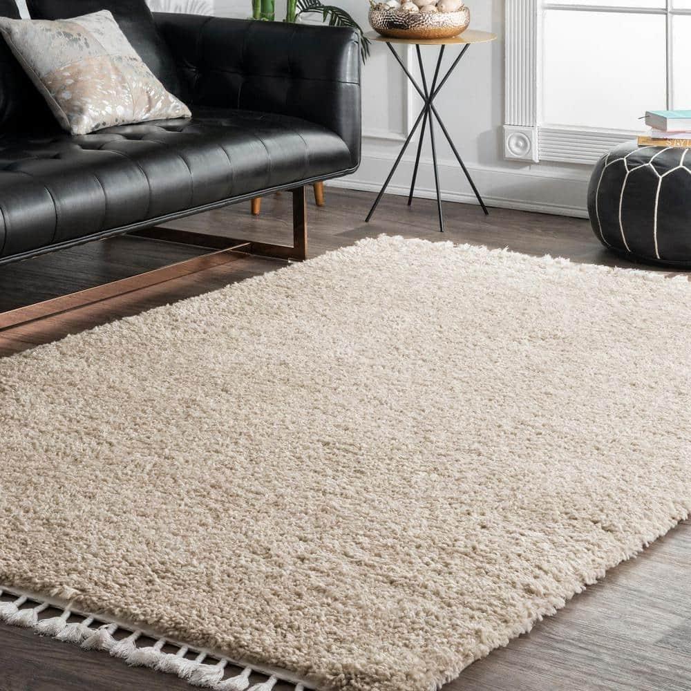 Nuloom Neva Solid 3x5 Accent Shag Indoor Area Rug for Living Room Bedroom Dining Room Nursery Entryway, Beige/Ivory