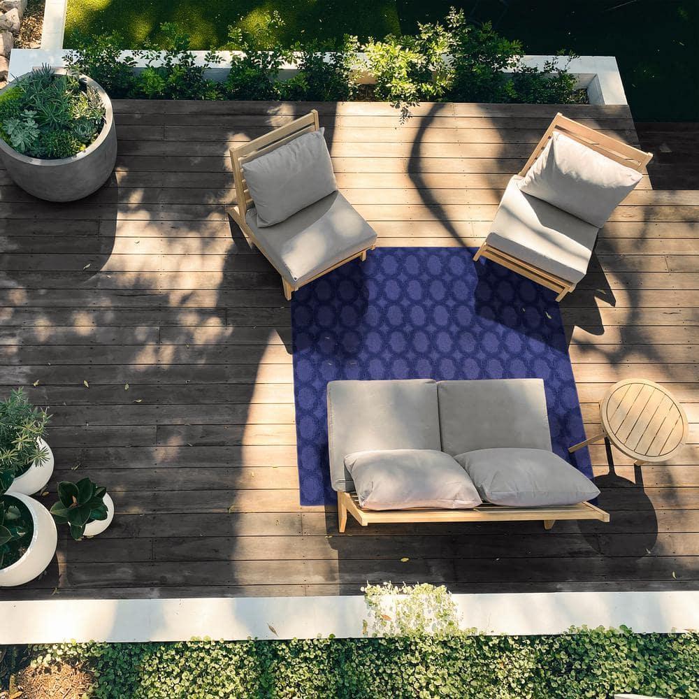 Garland Rug Garden Trellis Polypropylene Navy Square Indoor/Outdoor Area Rug, 6' x 6'