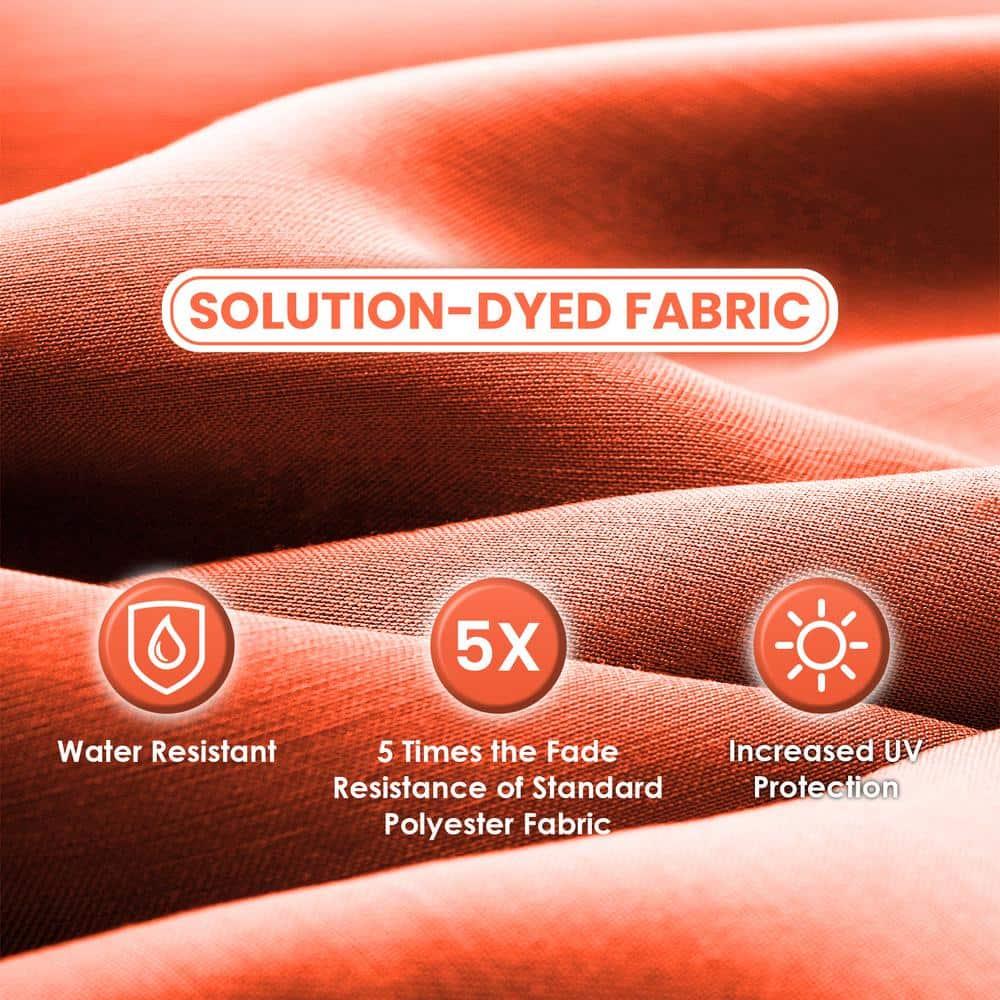 Sun-Ray 9 FT 32 LED Patio Solar Umbrella w/ Push Button Tilt and Crank Outdoor Umbrella, 8 Sturdy Ribs, UV Protection, Solution-Dyed Fabric, Orange