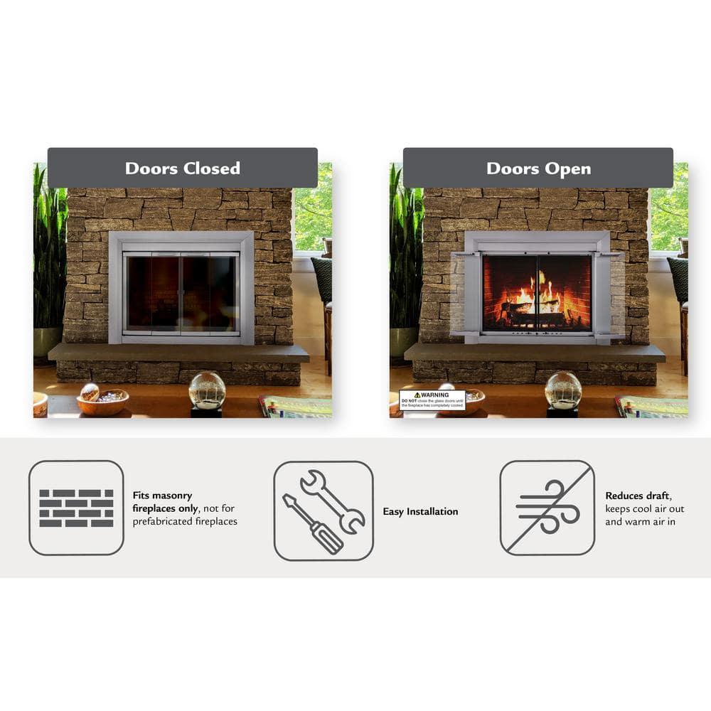 Clairmont Medium Skyline Nickel Fireplace Glass Doors